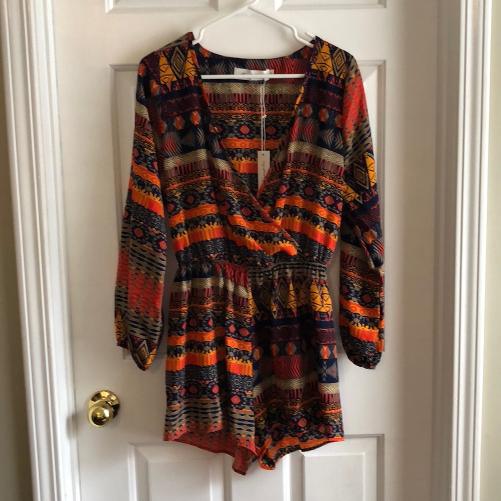 Multicolor Long Sleeved, Short Romper